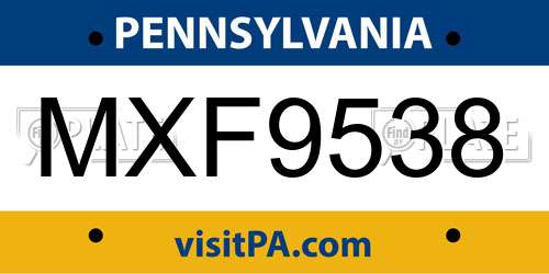 MXF9538 Pennsylvania License Plate