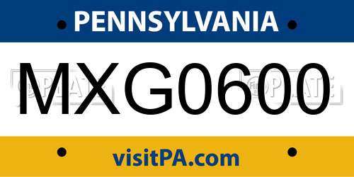 MXG0600 Pennsylvania License Plate