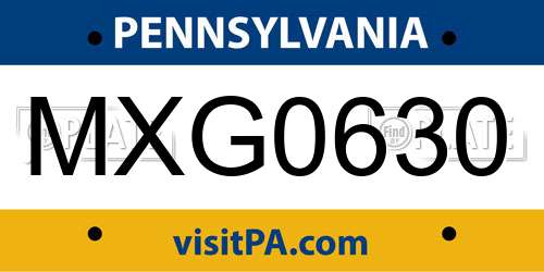 MXG0630 Pennsylvania License Plate