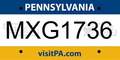 MXG1736 Pennsylvania License Plate