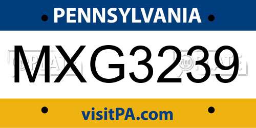 MXG3239 Pennsylvania License Plate