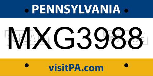 MXG3988 Pennsylvania License Plate