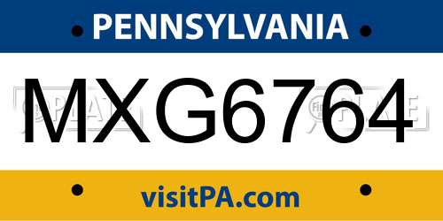 MXG6764 Pennsylvania License Plate