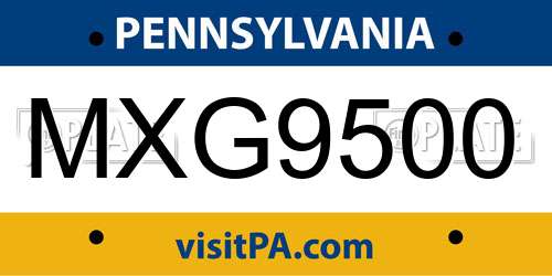 MXG9500 Pennsylvania License Plate