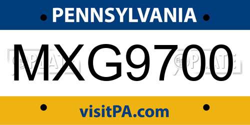 MXG9700 Pennsylvania License Plate
