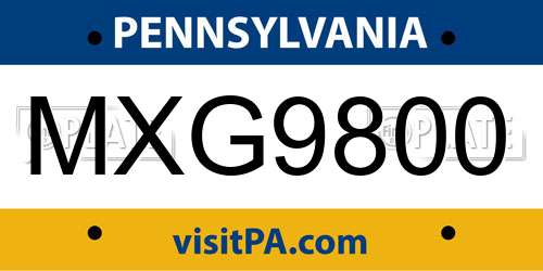 MXG9800 Pennsylvania License Plate
