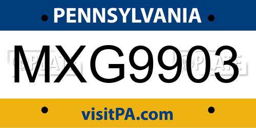 MXG9903 Pennsylvania License Plate