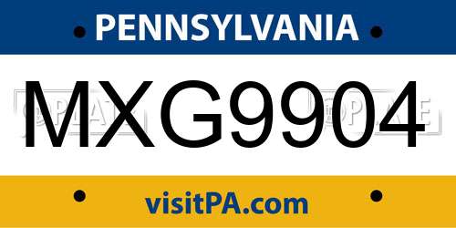 MXG9904 Pennsylvania License Plate