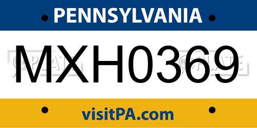 MXH0369 Pennsylvania License Plate