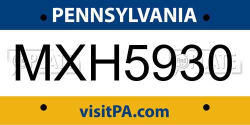 MXH5930 Pennsylvania License Plate