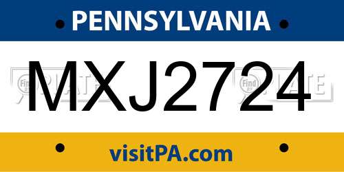 MXJ2724 Pennsylvania License Plate