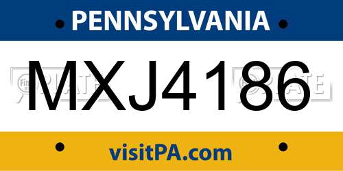 MXJ4186 Pennsylvania License Plate