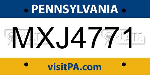 MXJ4771 Pennsylvania License Plate