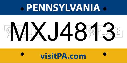 MXJ4813 Pennsylvania License Plate