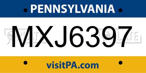 MXJ6397 Pennsylvania License Plate