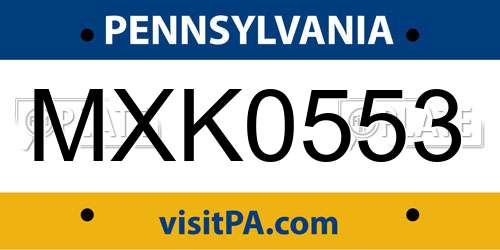 MXK0553 Pennsylvania License Plate