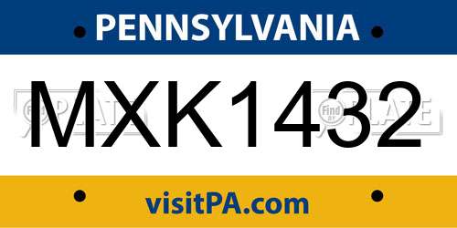 MXK1432 Pennsylvania License Plate