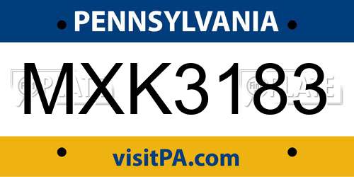 MXK3183 Pennsylvania License Plate