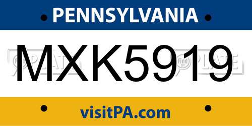 MXK5919 Pennsylvania License Plate