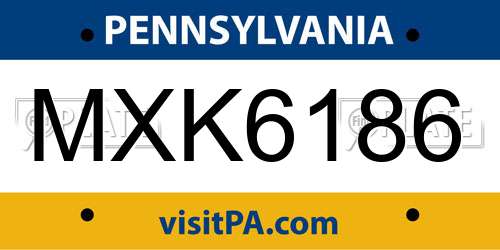 MXK6186 Pennsylvania License Plate