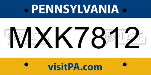 MXK7812 Pennsylvania License Plate