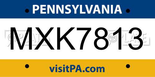 MXK7813 Pennsylvania License Plate