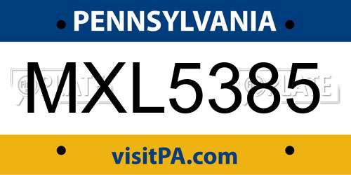 MXL5385 Pennsylvania License Plate