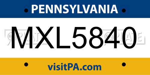 MXL5840 Pennsylvania License Plate