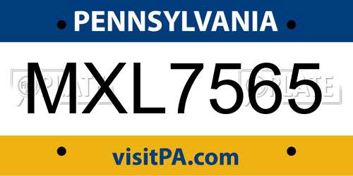 MXL7565 Pennsylvania License Plate