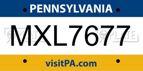 MXL7677 Pennsylvania License Plate