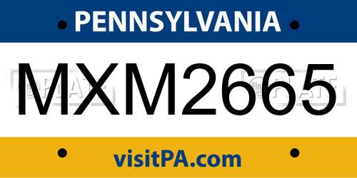 MXM2665 Pennsylvania License Plate
