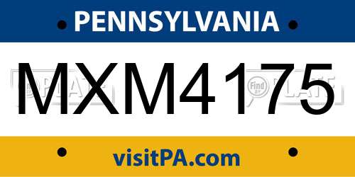 MXM4175 Pennsylvania License Plate