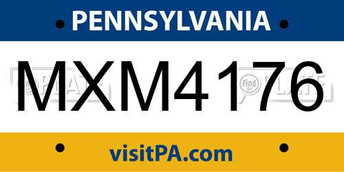 MXM4176 Pennsylvania License Plate