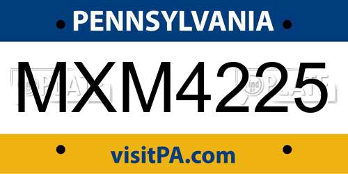 MXM4225 Pennsylvania License Plate