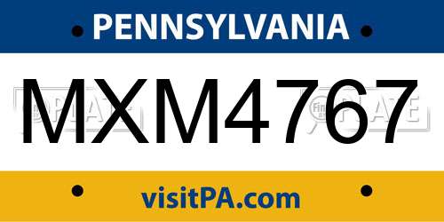 MXM4767 Pennsylvania License Plate