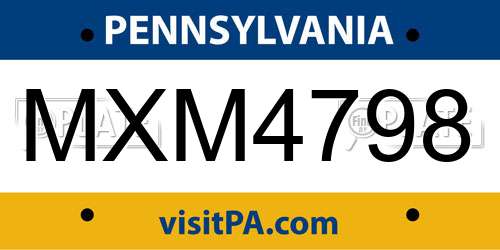 MXM4798 Pennsylvania License Plate