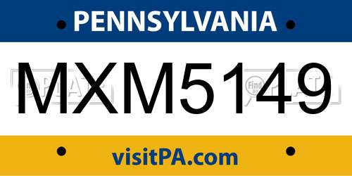 MXM5149 Pennsylvania License Plate