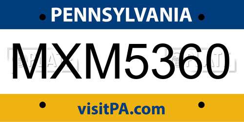 MXM5360 Pennsylvania License Plate