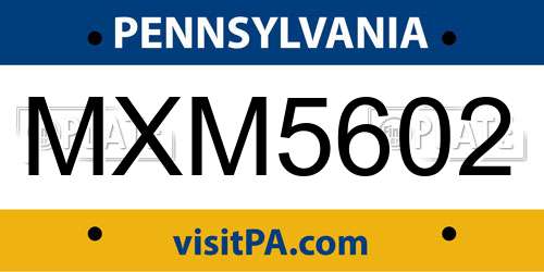 MXM5602 Pennsylvania License Plate