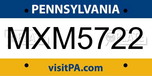 MXM5722 Pennsylvania License Plate