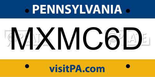 MXMC6D Pennsylvania License Plate