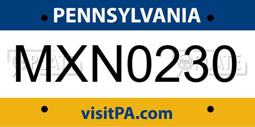 MXN0230 Pennsylvania License Plate
