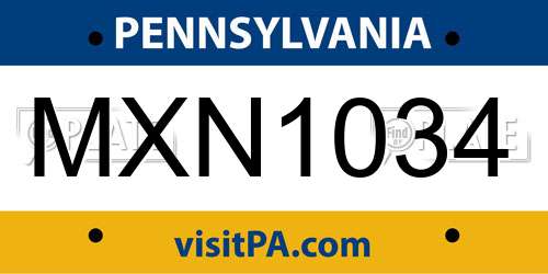MXN1034 Pennsylvania License Plate
