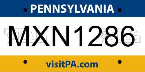 MXN1286 Pennsylvania License Plate