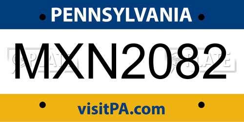 MXN2082 Pennsylvania License Plate