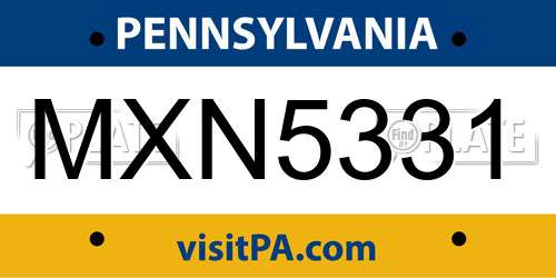 MXN5331 Pennsylvania License Plate