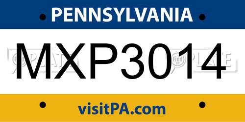MXP3014 Pennsylvania License Plate