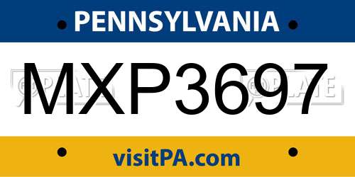 MXP3697 Pennsylvania License Plate