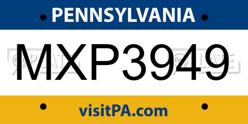 MXP3949 Pennsylvania License Plate