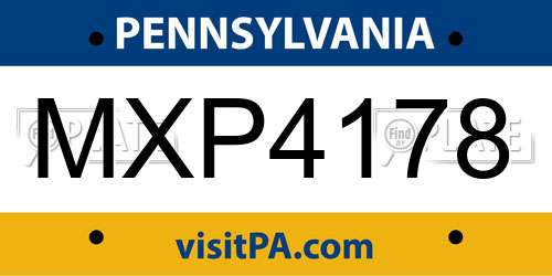 MXP4178 Pennsylvania License Plate